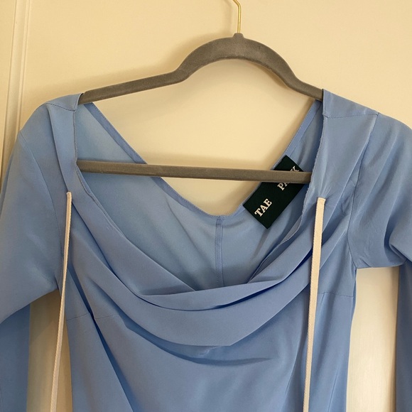 Tae Park Present Dress Sky Blue Size Small 100% Silk Bow tie dress - Picture 6 of 12